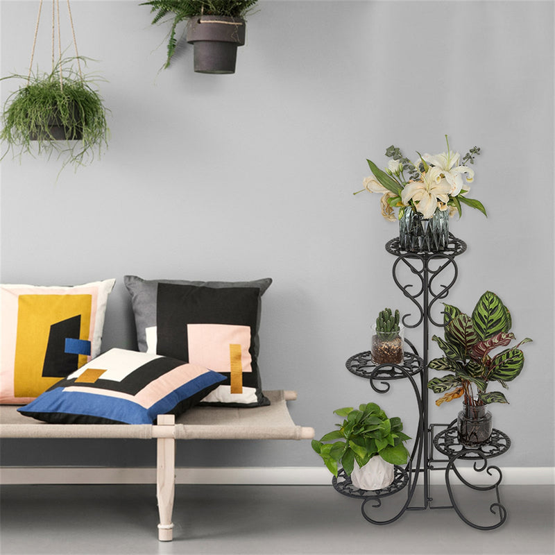 GAOMON 32.3 inches Plant Stand 4 Potted Metal Shelves Corner Plant Shelf - Round