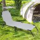 GAOMON Outdoor Foldable Triple Folding Bed with Head Canopy Grey