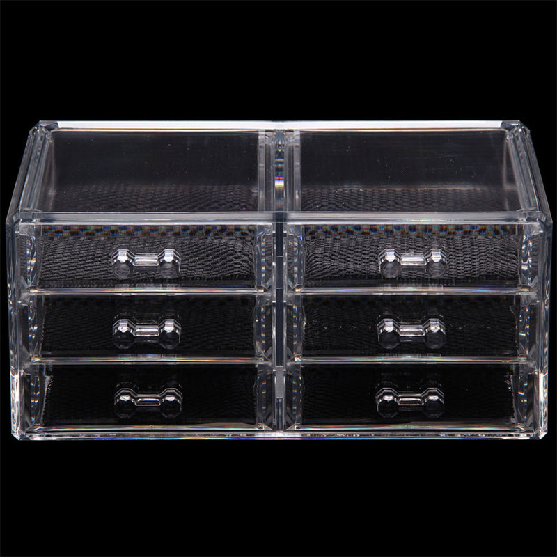 GAOMON 2pcs/set Plastic Cosmetic Box Makeup Case 6-drawer Transparent
