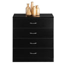 GAOMON 4-Drawer Wooden Dresser Storage Cabinets with Handles Black