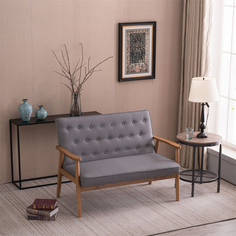 GAOMON Wooden Leisure Chair Retro Modern Comfortable Double Sofa Chair 126 x 75 x 83.5cm