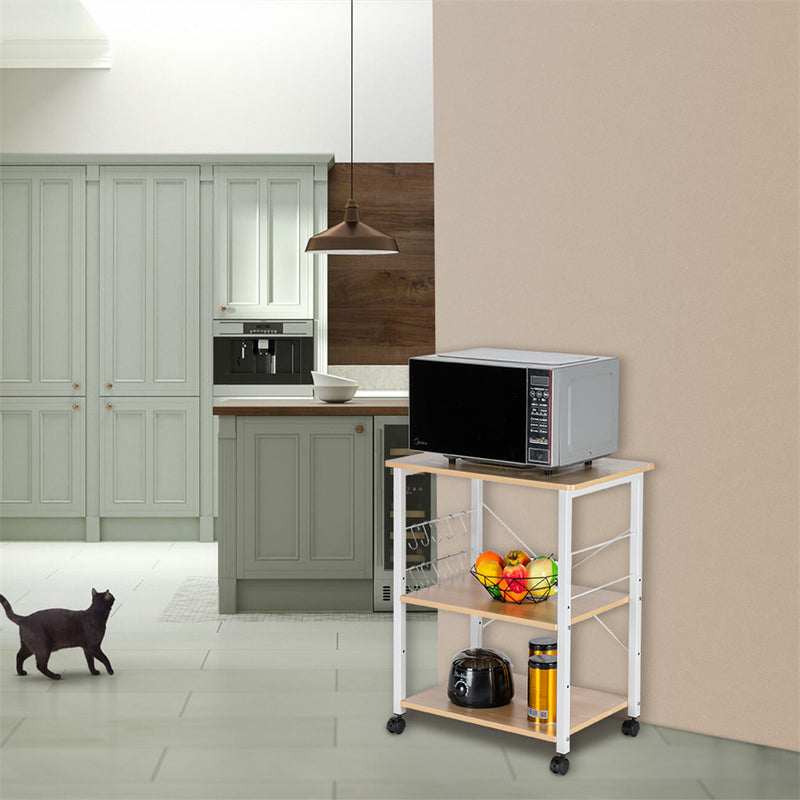 GAOMON 3 Layer Movable Microwave Oven Rack 60*40*73cm White