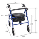 GAOMON Basket Walker Chair Wheel Rollator Walker Removable Back Support Blue