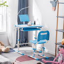 GAOMON Kids Desk Chair Set Height Adjustable Student Study Desk Home Schooling Blue