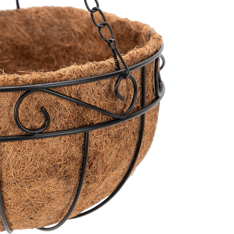 GAOMON 4pcs 12 Inch Round Coconut Palm Hanging Basket Thickened Rust-Proof Plant Holder