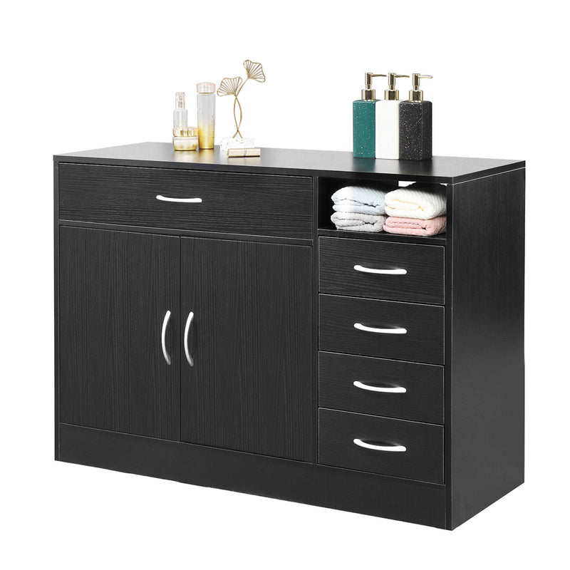 GAOMON Mdf Bathroom Cabinet with Double Doors Five Drawers Lightweight Waterproof Storage Cabinet