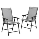 GAOMON 4pcs/set Portable Folding Chairs with Armrests Grey