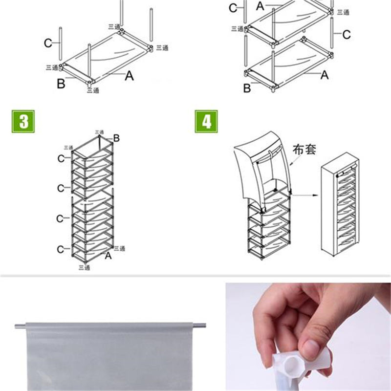 GAOMON 9 Tiers Shoe Rack Closet Shoe Storage Cabinet Organizer GREY