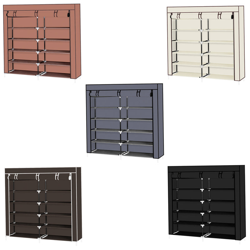 GAOMON 7 Layers 14 Grids Shoe Rack Cabinet 110*28*115cm Storage Dark Brown