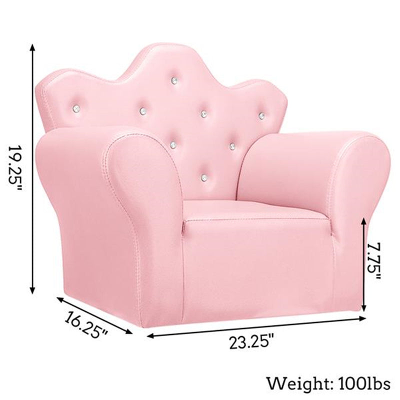GAOMON Children Sofa Solid Wood Composite Board Crown-Shape Single Sofa Pink