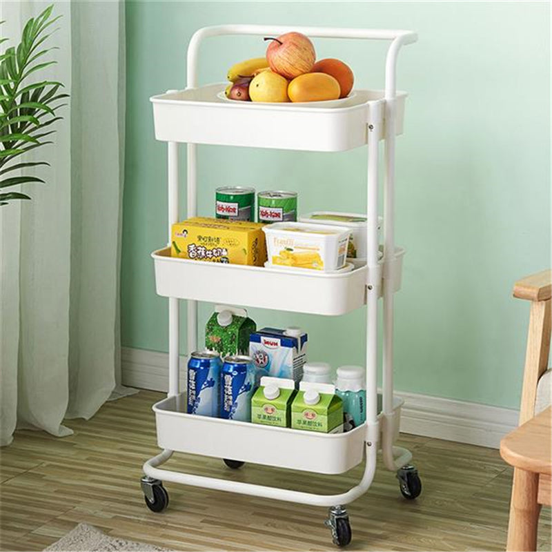 GAOMON 3 Layers Storage Cart for Kitchen Bedroom Milk White