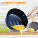 GAOMON 18cm/ 1.5L Milk Pan with Lid Stainless Steel Handle Blue
