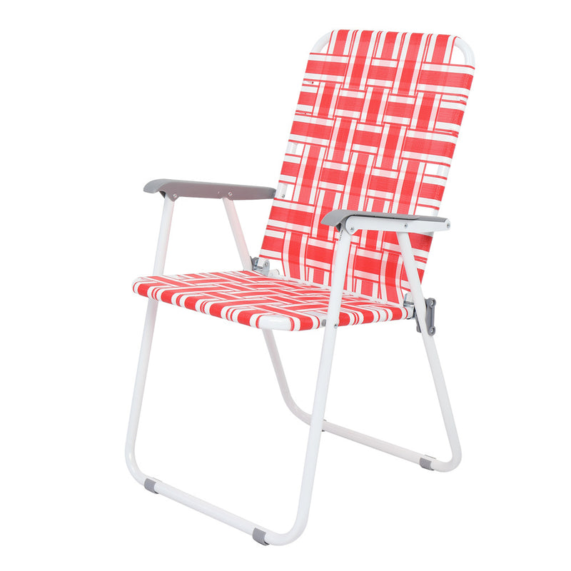 GAOMON 2pcs Beach Chair Steel Tube Bearing 120kg Folding Beach Chair Red White Strips