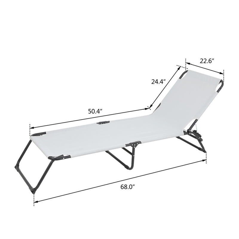 GAOMON Outdoor Folding Three-fold Camping Bed for Courtyard Beach Reclining Lounger Grey