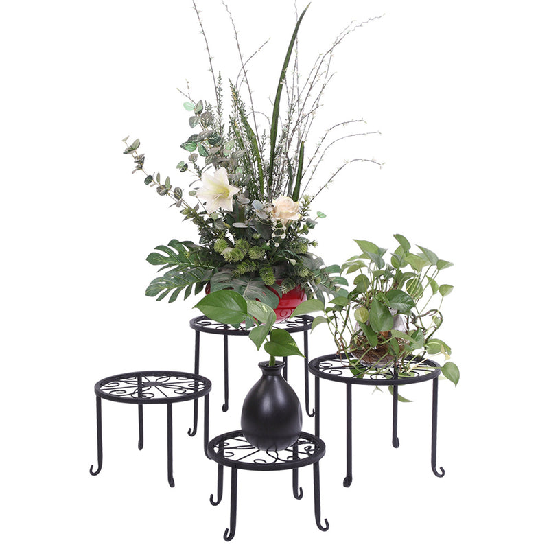 GAOMON 4pcs Plant Stands Indoor Outdoor Strong Plant Shelves Black
