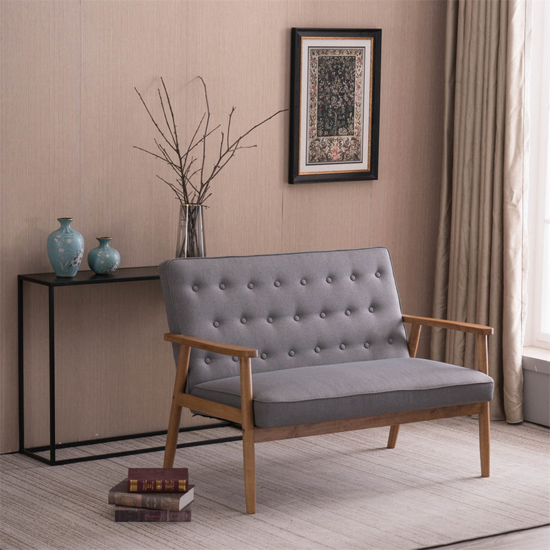 GAOMON Wooden Leisure Chair Retro Modern Comfortable Double Sofa Chair 126 x 75 x 83.5cm