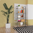 GAOMON 5-tier Bookcase Spacious Vintage Wood Metal Shelf Furniture