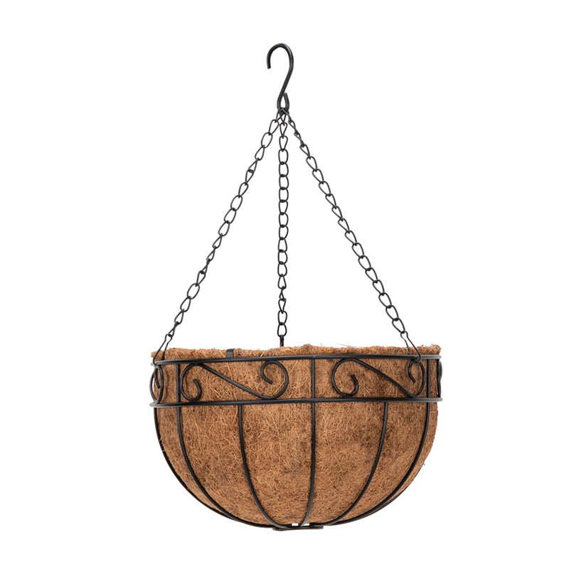 GAOMON 4pcs 12 Inch Round Coconut Palm Hanging Basket Thickened Rust-Proof Plant Holder