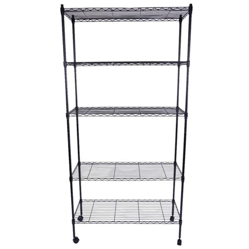 GAOMON 165*90*35 Shelving Rack Storage Rack 5-Layer Metal Rack Black