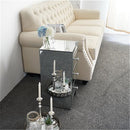 GAOMON Mini Cabinet Table with 3-drawers Nightstand Bedroom Silver