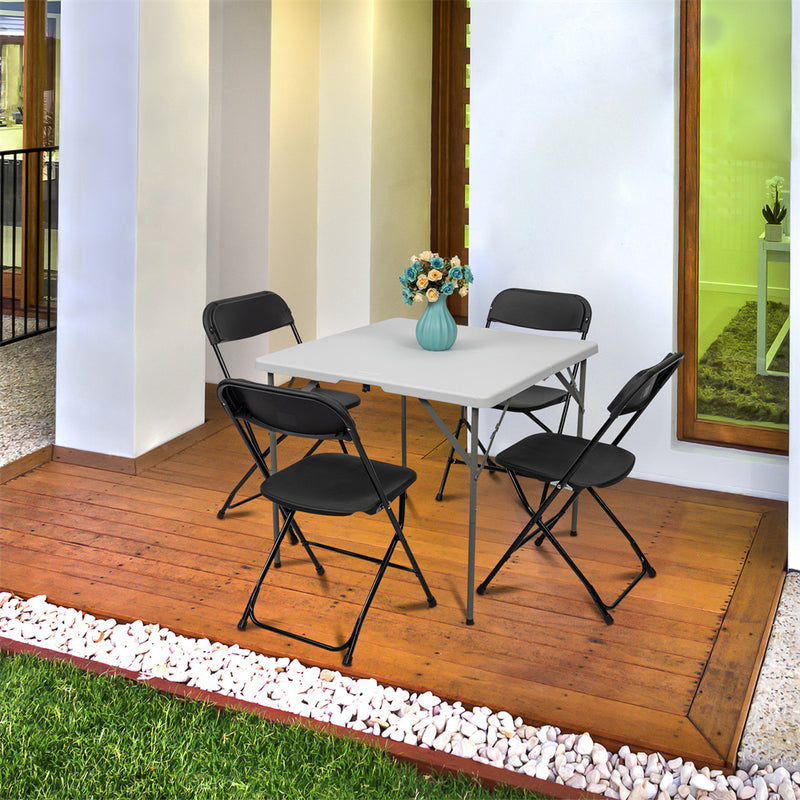 GAOMON 5pcs Folding Chair Plastic Portable Stackable Patio Stool Black