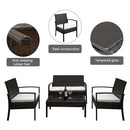 GAOMON 4pcs Embossing Armrest Chairs Love Double Seat Single Sofa Coffee Table Rattan Sofa Set