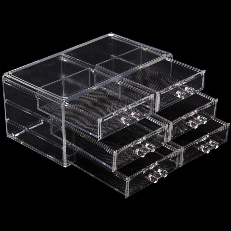 GAOMON 2pcs/set Plastic Cosmetic Box Makeup Case 6-drawer Transparent