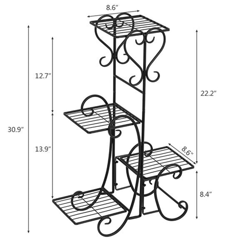 GAOMON 4-Tier Metal Shelves Flower Pot Plant Stand Display for Garden