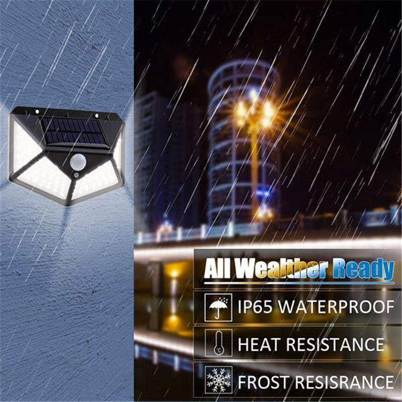 GAOMON 100led Solar Wall Lights Waterproof Motion Sensor Light Black