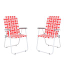 GAOMON 2pcs Beach Chair Steel Tube Bearing 120kg Folding Beach Chair Red White Strips