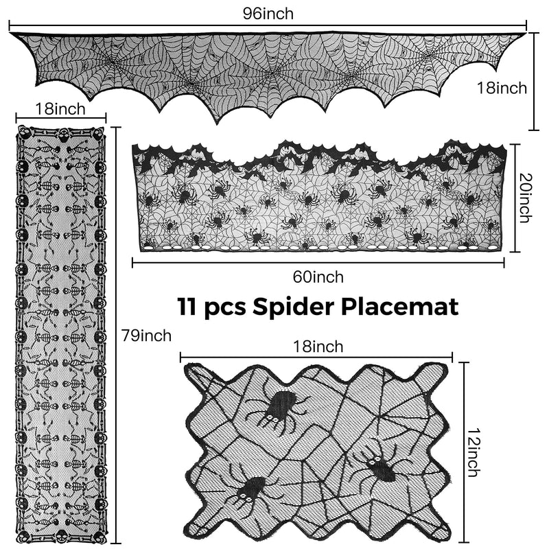 GAOMON 11pcs Halloween Fireplace Mantel Scarf Tablecloth