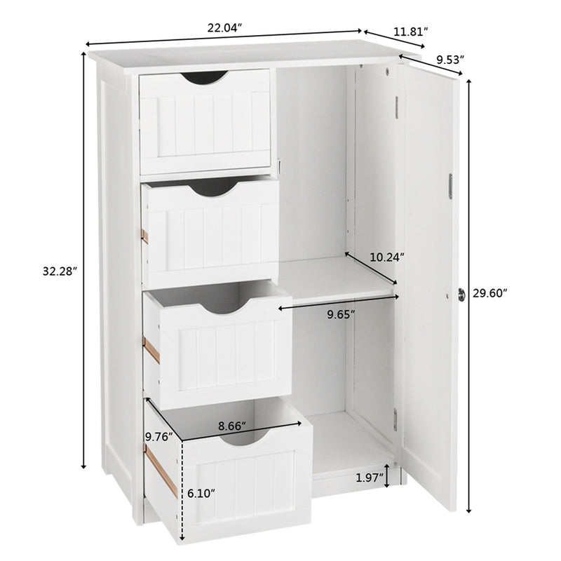 GAOMON Single Door Bathroom Storage Cabinet with 4 Drawers Waterproof Lightweight