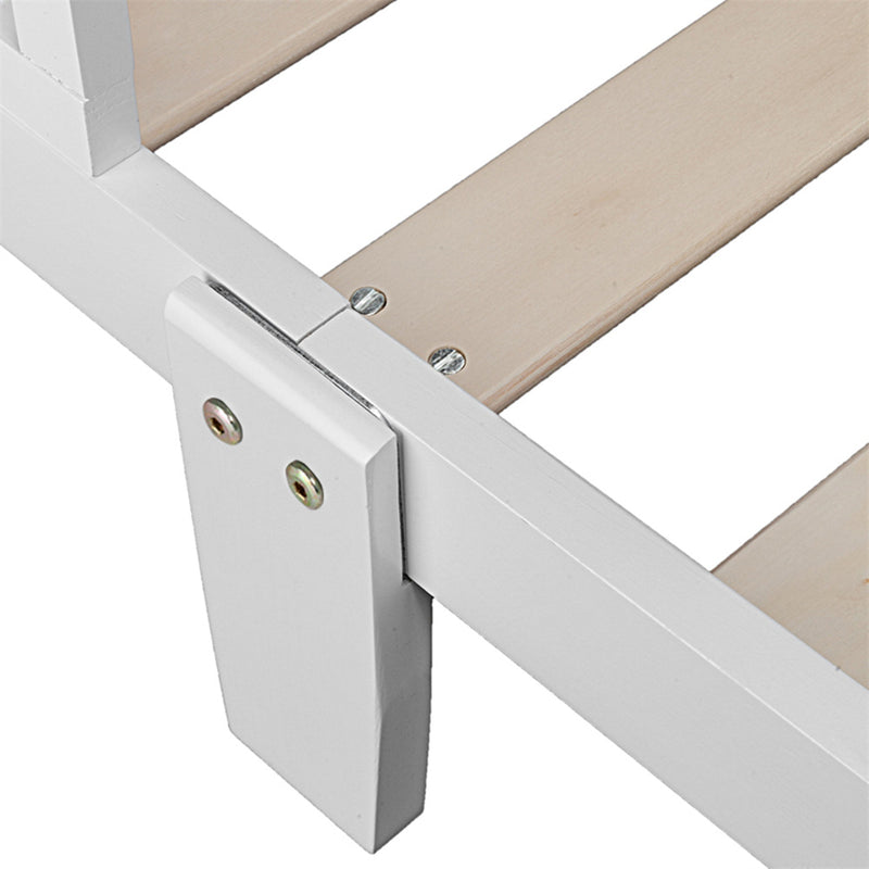 GAOMON Wooden Baby Toddler Bed Pine Children Bedroom Furniture with Safety Guardrail