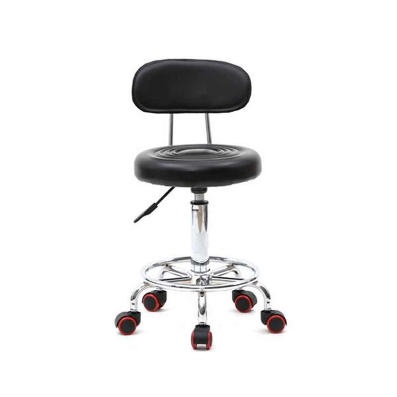 GAOMON Rolling Swivel PU Leather Salon Stool Office Chair with Back Support Black