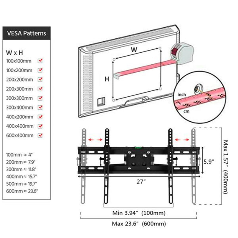 GAOMON TV Wall Mount Full Motion Bracket 32-70 Inches Black