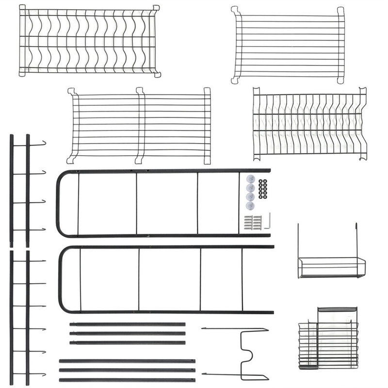 GAOMON Single Layer Bowl Rack Shelf Dish Drainer 90cm Inner Length Kitchen Organizer Black