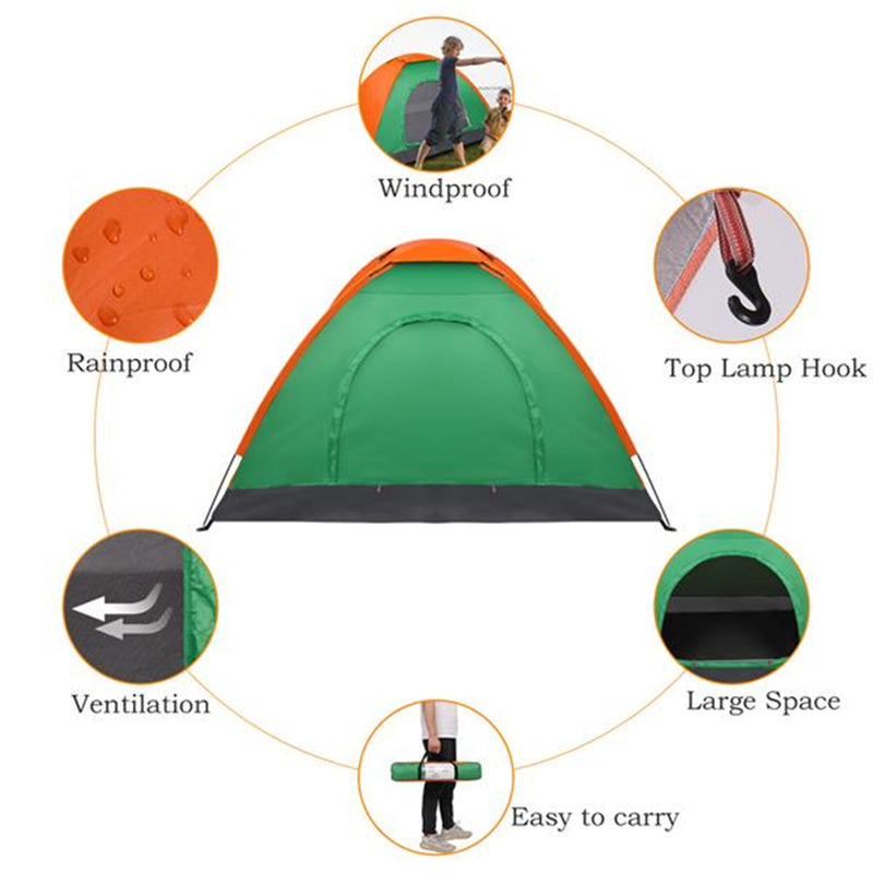 GAOMON 2 Person Tent Windproof Double Door Single Layer Camping Tent Green