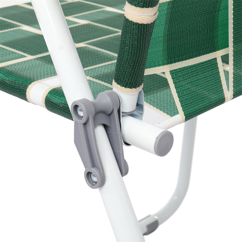 GAOMON 2pcs Beach Chair Steel Tube Bearing 120kg Folding Beach Chair Dark Green Stripes