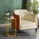 GAOMON Marble Side Table Easy to Assemble Table with Sturdy Table Legs 30x48x61cm