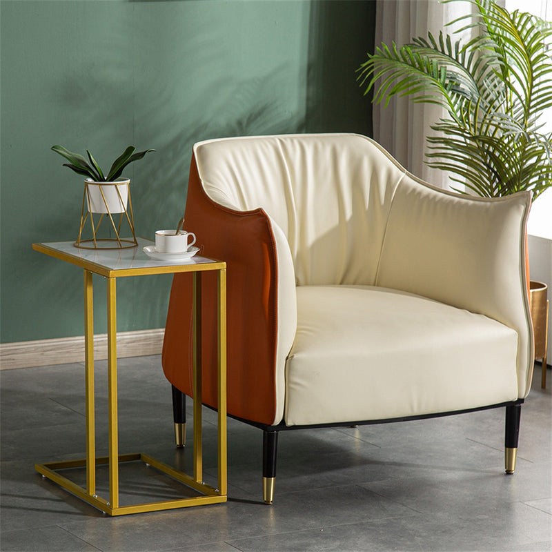 GAOMON Marble Side Table Easy to Assemble Table with Sturdy Table Legs 30x48x61cm