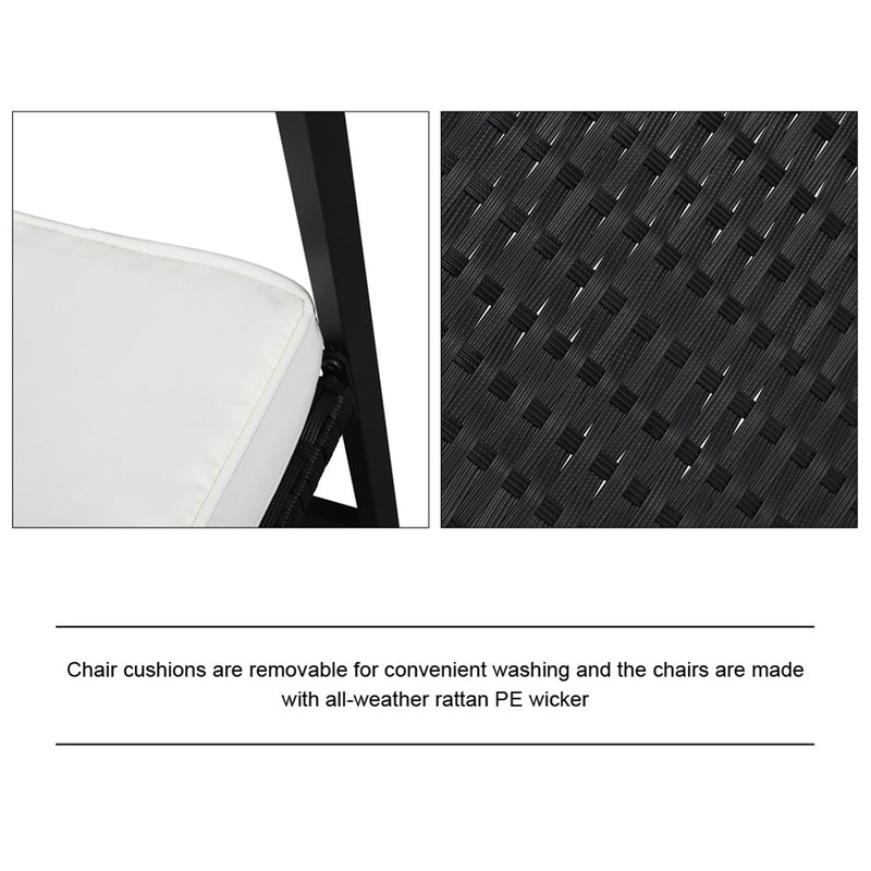 GAOMON 3pcs Single Rocking Chair Coffee Table Set Comfortable Weather-Resistant UV-Resistant