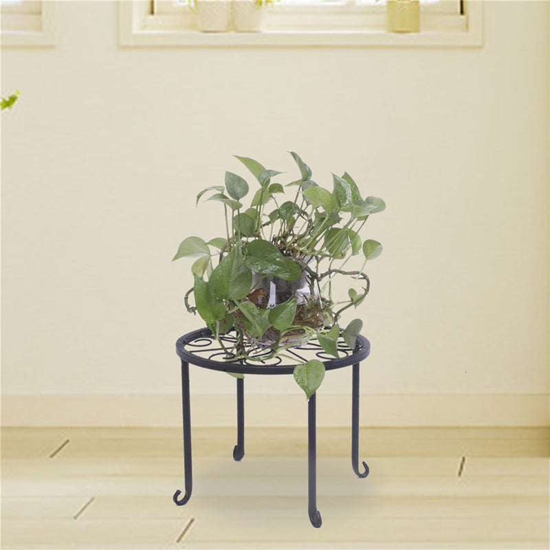 GAOMON 4pcs/set Shelf Black Paint Round Pattern Plant Stand Household Organizer Black