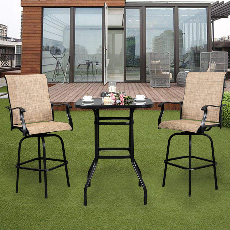 GAOMON Iron Patio High Bar Table 5mm Tempered Glass Exquisite Workmanship Table