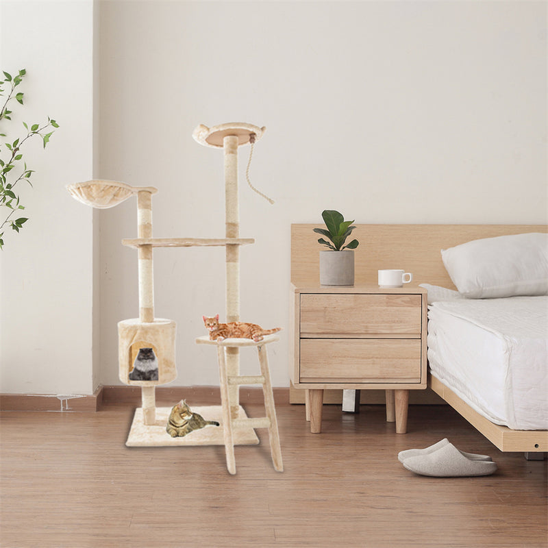 GAOMON Multi-level Cat Tree Condo Cat Climbing Frame for Kittens Cats Pets Beige