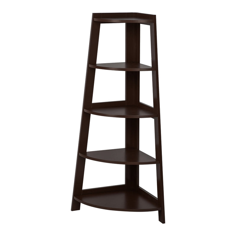 GAOMON 5-layer Fan-shaped Corner Shelf Household Organizer for Living Room Brown