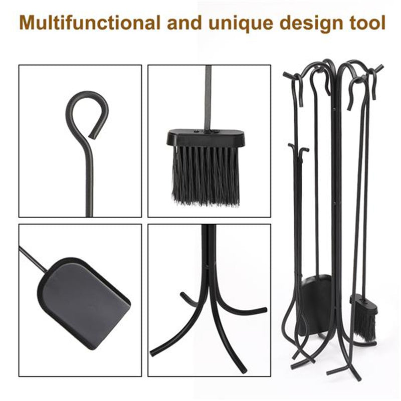 GAOMON Fireplace Stove Tools 5-in-1 Hook Bracket Black