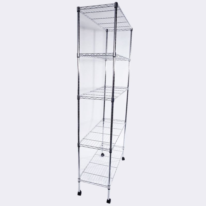 GAOMON 5-Layer Iron Shelf with 1.5" Smooth Wheels Chrome Plated Storage Rack Organizer