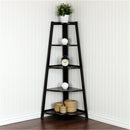 GAOMON 5 Tier Corner Shelf Stand Wood Display Storage Home Furniture Rack Black