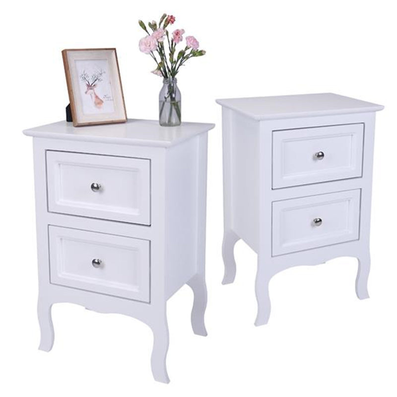 GAOMON Rural Style Bedside Table Nightstands with 2 Drawers Storage Cabinet White