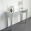 GAOMON Dressing Table Bedroom Table Glass Mirror Table with Two Drawers Silver
